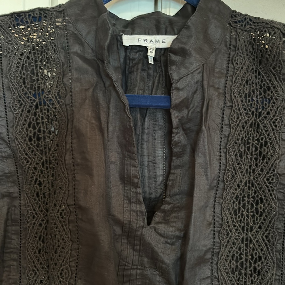 Frame black lace 3/4 sleeve blouse - Picture 4 of 13